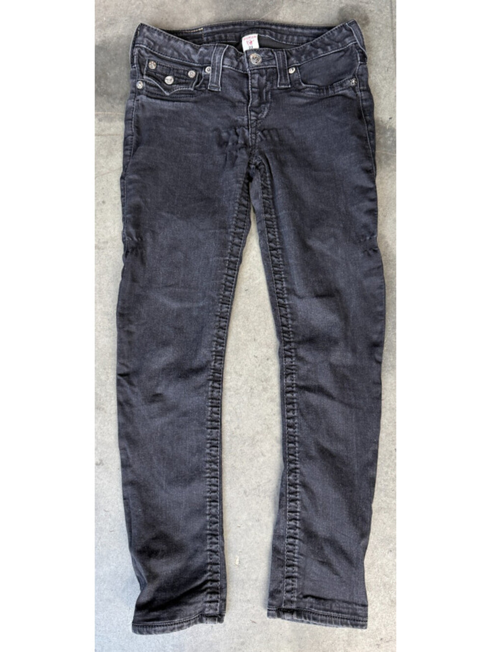 Womens Sz 27 True Religion Black Jeans Denim Skinny